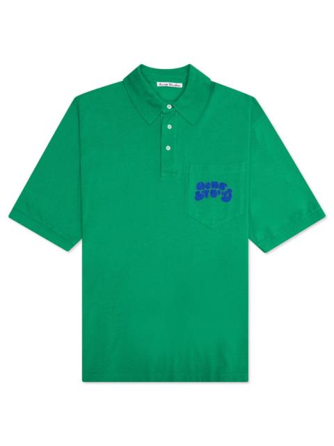 Acne Studios BUBBLE LOGO POLO T-SHIRT - ELECTRIC GREEN