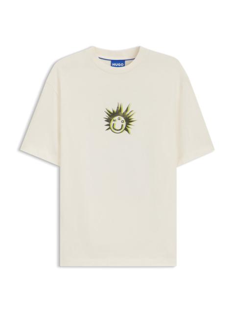 HUGO COTTON-JERSEY T-SHIRT WITH HAPPY HUGO ARTWORK
