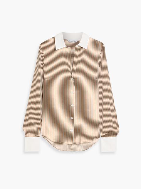 VERONICA BEARD Amelia poplin-trimmed striped silk-blend shirt