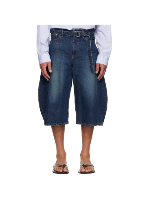 sacai Blue Faded Denim Shorts