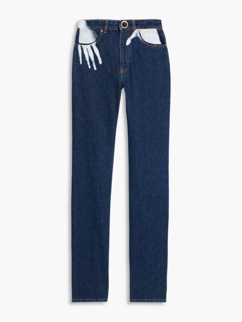 AREA Printed high-rise straight-leg jeans