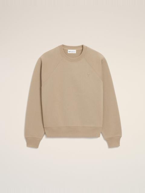 AMI Paris BEIGE COTTON EMBOSSED AMI DE COEUR SWEATSHIRT