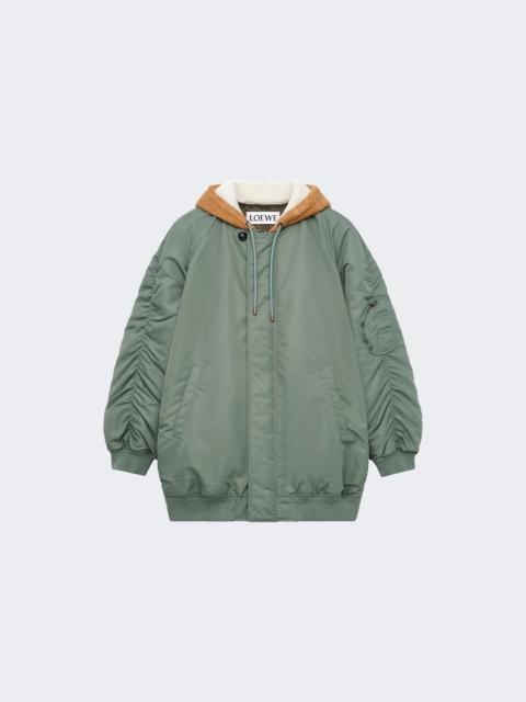 Loewe Hooded Bomber Jacket Hunter Green
