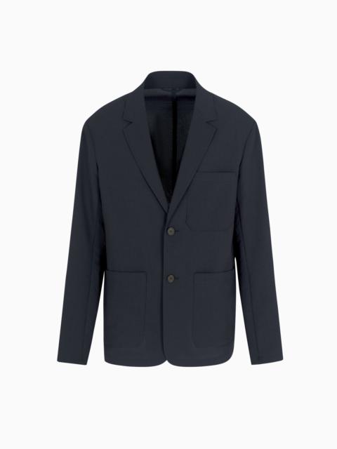 EMPORIO ARMANI SINGLE-BREASTED JACKET IN NYLON SEERSUCKER