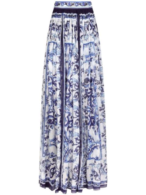 Dolce & Gabbana Majolica-print silk floor-length skirt