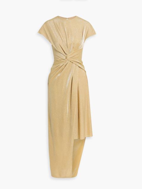 Lanvin Twisted metallic stretch-knit maxi dress