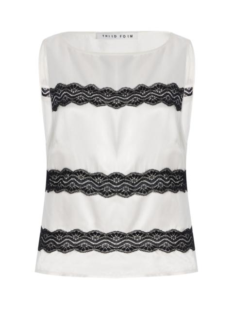 THIRD FORM Exclusive Lace-Inset Satin Top ivory