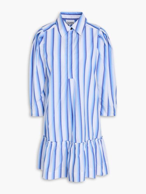 GANNI Striped cotton-poplin mini shirt dress