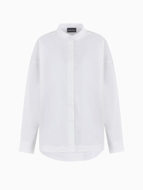 EMPORIO ARMANI Polished cotton oversized shirt with guru collar