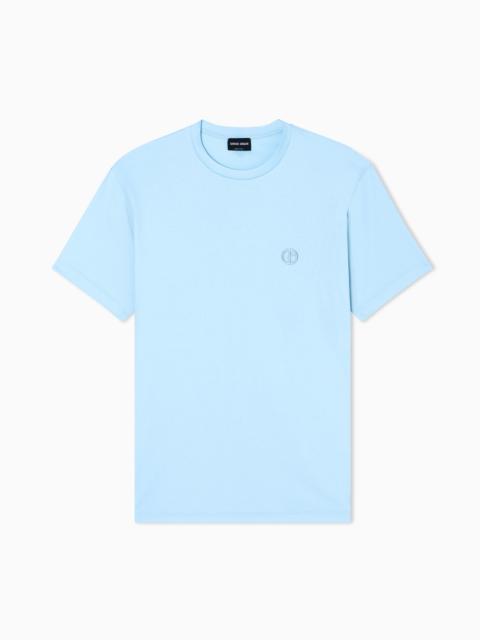GIORGIO ARMANI COTTON-INTERLOCK T-SHIRT WITH EMBROIDERED LOGO