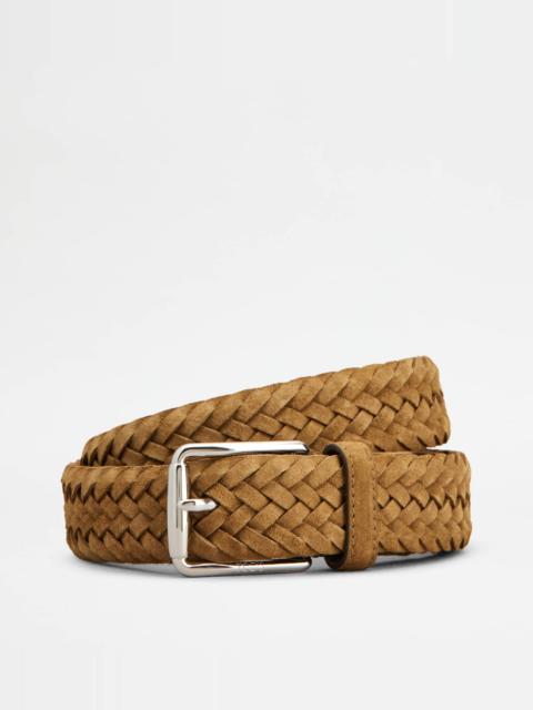 Tod's BELT IN SUEDE - BROWN