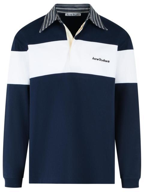 Acne Studios Acne Studios Polo Shirt In Navy Blue And White Jersey Fished Cotton Men