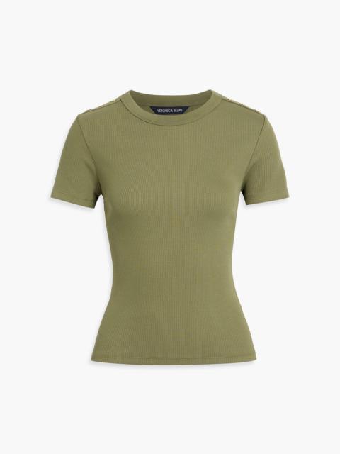 VERONICA BEARD Draya embellished ribbed Pima cotton-blend T-shirt