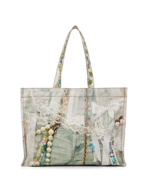 Acne Studios Green Logo Shoulder Tote