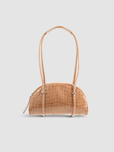 BY FAR Kimberly Bowler Light Tan Croco Embossed Leather Shoulder Bag
