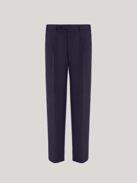Canali BLUE HIGH-WAISTED PLEATLESS PURE WOOL PANTS
