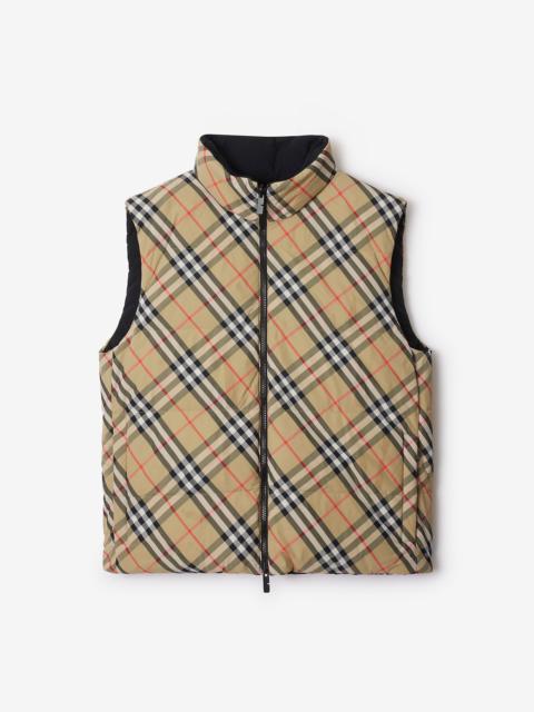 Reversible Check Nylon Padded Gilet