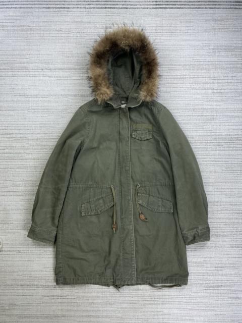 Other Designers If Six Was Nine × Japanese Brand × Vintage - Vtg GOA Green Label Multipocket Faux Fur Hoodie Parka Jacket