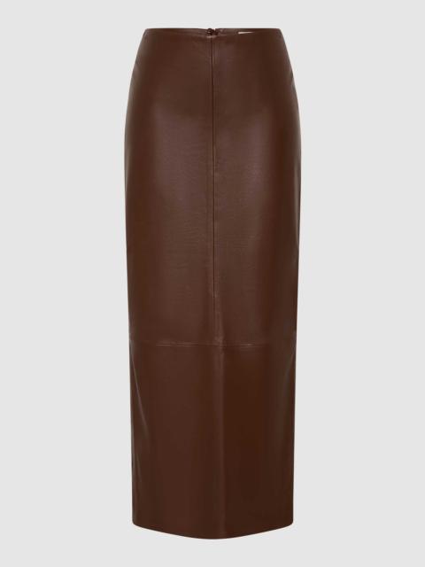 ST. AGNI Leather Column Skirt - Rum