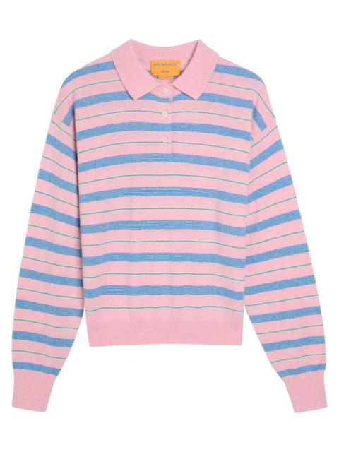 GUEST IN RESIDENCE Guest In Residence Collegiate Striped Cashmere Polo Shirt