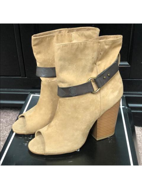 Other Designers Mia Lysa Peeptoe Suede Ankle Booties