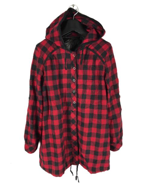 Other Designers Japanese Brand - NICE CLAUP PLAID CHECKED BUTTON SNAP PARKA HOODIE
