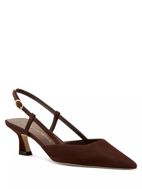 Stuart Weitzman Women's Vinnie 50 Slingback Suede Pumps