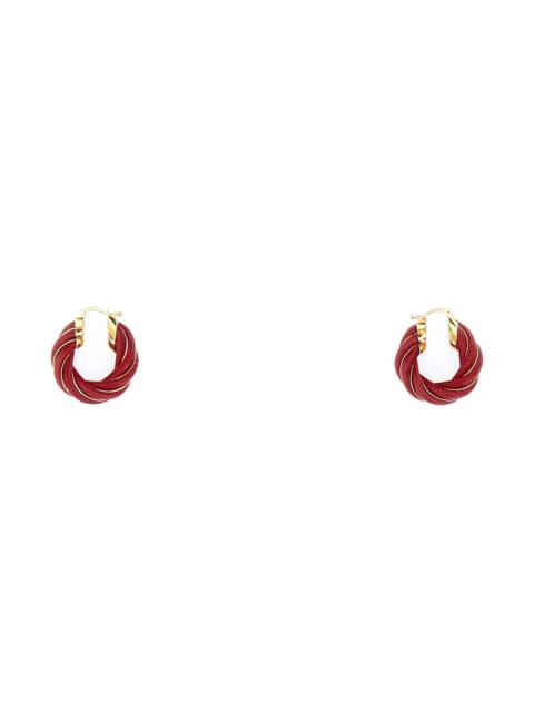 Bottega Veneta Tiziano Red Nappa Leather And 925 Silver Twist Earrings