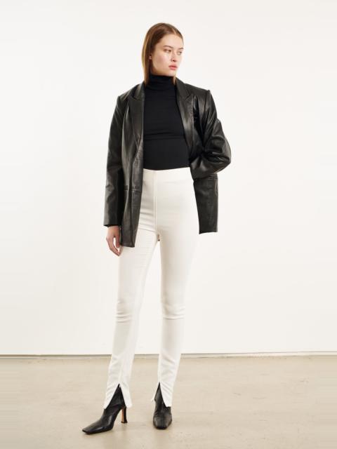 SPRWMN WHITE CREPE ANKLE ZIPPER PANTS