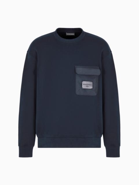 EMPORIO ARMANI FRENCH TERRY JERSEY SWEATSHIRT WITH PADDED POCKET AND LOGO PATCH