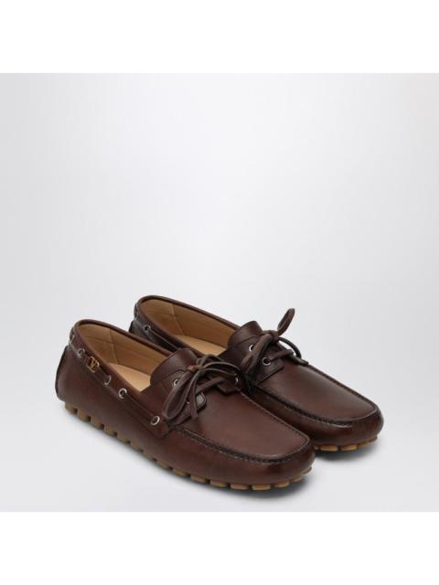 Valentino Valentino Garavani Brown Leather Moccasin Driver Fantaway Men