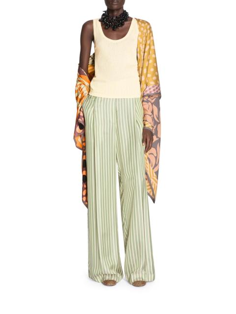 Dries Van Noten WIDE-LEG CUPRO TROUSERS WITH A WRINKLED EFFECT