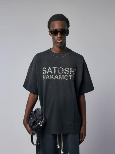 SATOSHI NAKAMOTO Pearl Studded Logo Tee