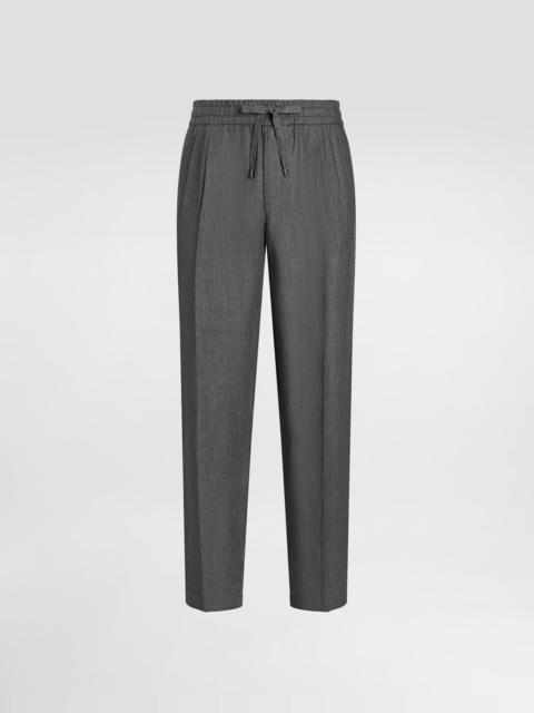 Washed linen canvas jogging trousers