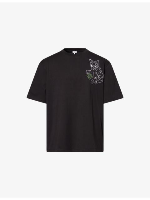 Loewe Cat Loose-Fit Cotton-Jersey T-Shirt