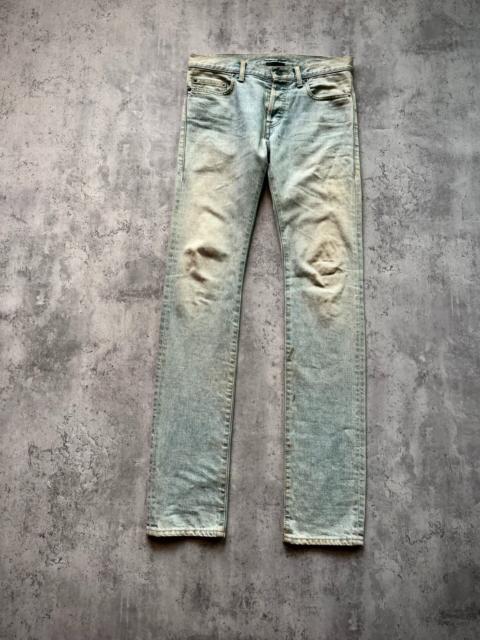 SAINT LAURENT Saint Laurent Paris 13SS D01 Ice Blue Mud Dye Distressed Jeans by Hedi Slimane