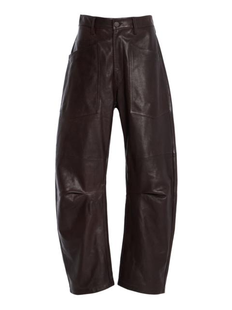 NILI LOTAN Shon Leather Pants brown