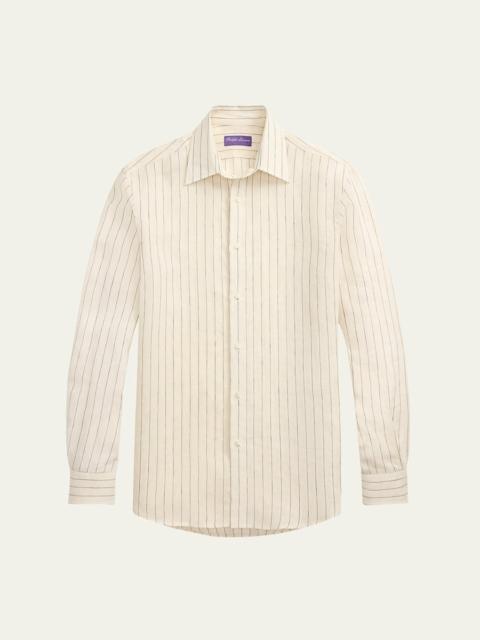 Ralph Lauren Men's Harrison Linen Thin Stripe Sport Shirt