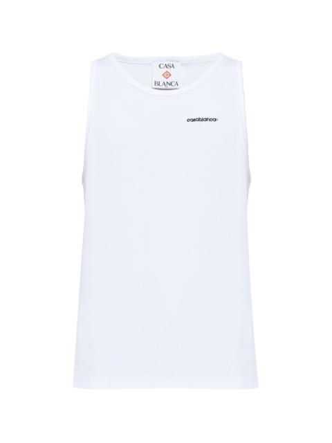 CASABLANCA EMBROIDERED-LOGO RIBBED TANK TOP