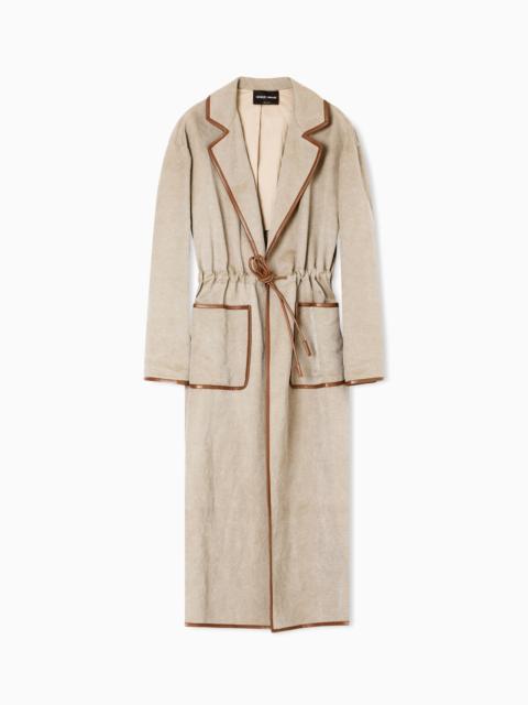 GIORGIO ARMANI HEMP, VISCOSE AND COTTON CAVALRY TRENCH COAT