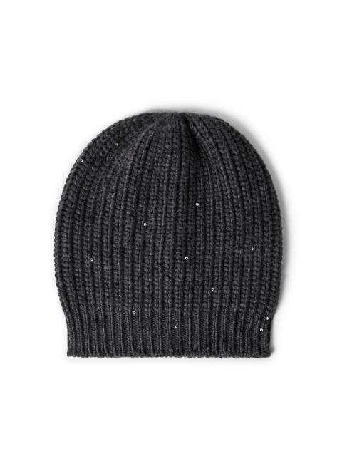 Brunello Cucinelli Brunello Cucinelli Cashmere and silk beanie in Lignite Grey at Nordstrom