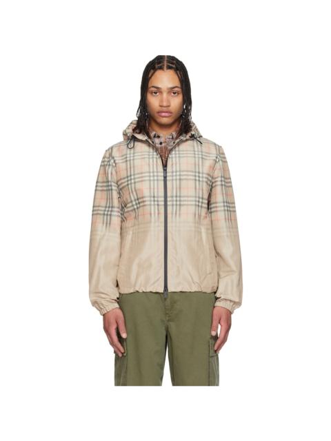 Burberry Beige Gradient Check Hooded Jacket