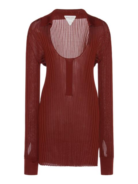 Bottega Veneta Ribbed Silk-Blend Top orange