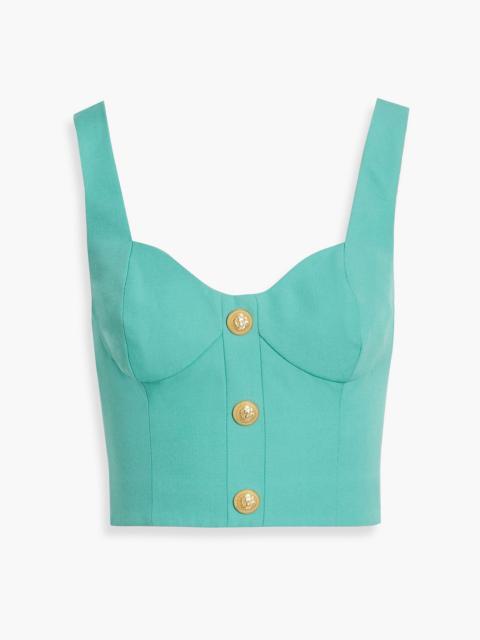 Balmain Cropped grain de poudre wool bustier top