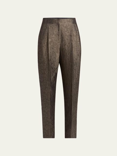 GIORGIO ARMANI Geo Silk Jacquard Tapered-Leg Trousers