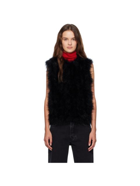 Yves Salomon Black Cropped Feather Vest
