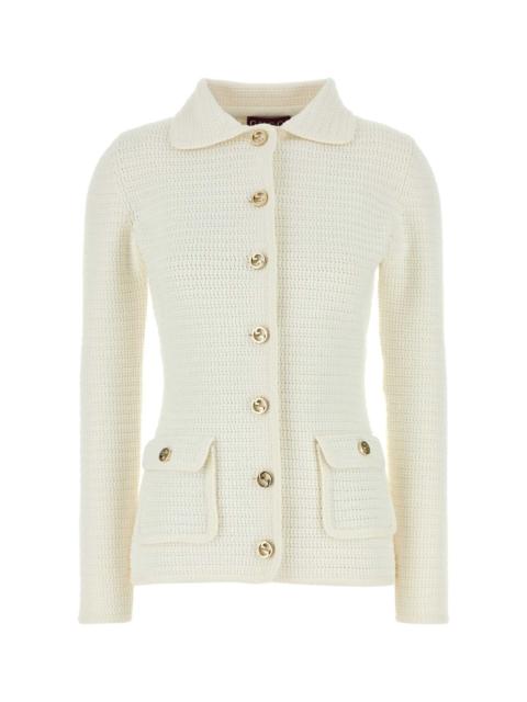 Gucci Women White Stretch Crochet Blazer