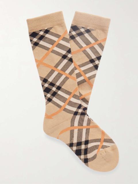 Checked Cotton-Blend Socks