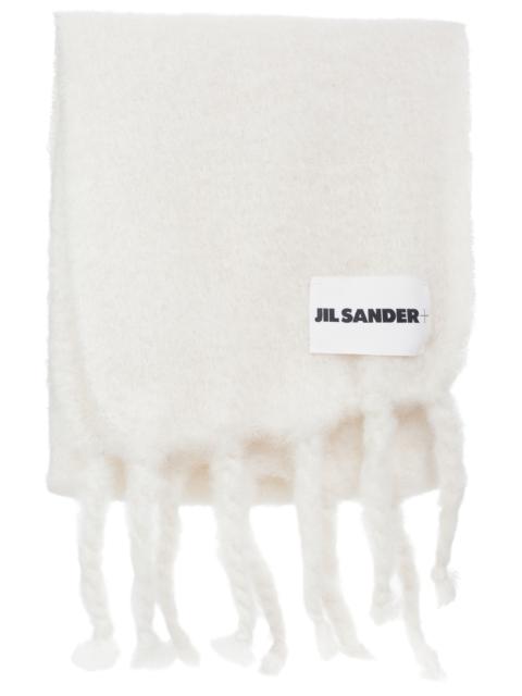 Jil Sander WHITE KNIT MOHAIR SCARF