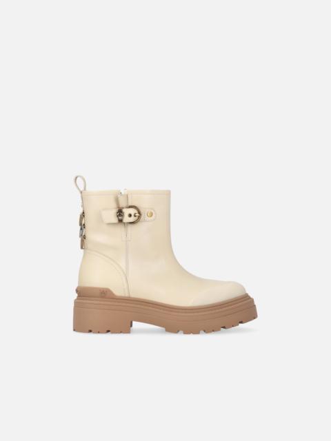 PINKO LEATHER BOOTIES WITH LOVE BIRDS LOGO